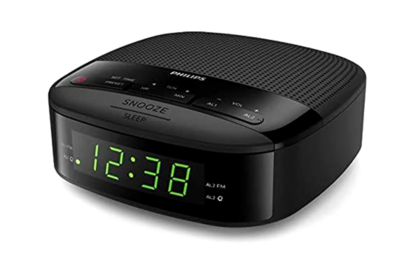 Philips  R3205/12 Digital Väckarklocka med Radio FM (Dubbelt Larm, Insomningsfunktion, Kompakt Design, FM-Digitalradio, Reservbatteri) - 2020/2021 Modell
