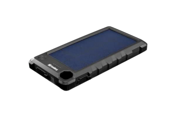 Sandberg  Outdoor Solar Powerbank 10000 | solladdare | IP66 - damm-, stöt- och väderbeständigt fodral | bärbar laddare med hög kapacitet | USB-C, USB-A | ficklampa