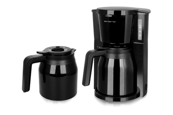 Emerio  Filterkaffebryggare med 2 termokannor, 900 W, upp till 8 koppar i ett pass, vridbart filter 1 x 4 med droppstopp, inkl. kontinuerligt filter, automatisk avstängning, CME-125050 svart