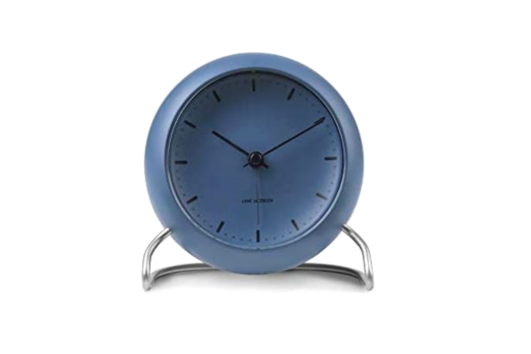 Arne Jacobsen  Bordsklocka, plast, blå, 11 cm