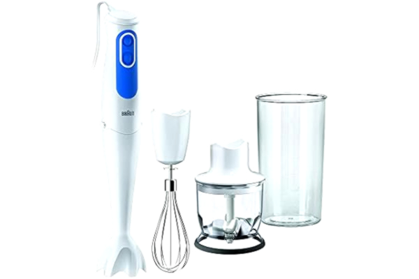 Braun  MultiQuick 3 MQ3025 Hand Blender, Omelette Mixer, 2 Speeds, Splash Control, Dishwasher Safe parts, 350ml Chopper, Whisk and BPA-Free Plastic Beaker - White