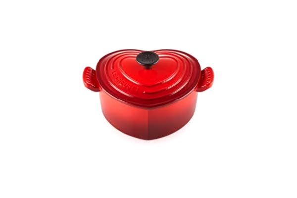 Le Creuset  Geëmailleerde gietijzeren hartvormige braadpan met deksel
