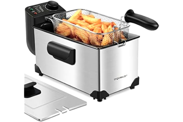 Aigostar  Agni 30HEY - Semi-professionele Frituurpan van RVS, Friteuse, 2200 Watt, 3L, met temperatuurregeling, uitneembare binnenpan, BPA vrij