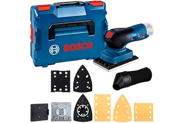 Bosch  Professional 12V System sladdlös planslip GSS 12V-13 (kompatibel med Bosch Click & Clean dammutsugsystem, inkl. 3 x plattor, 3 x slippapper, dammpåse, hålslag, i L-BOXX)