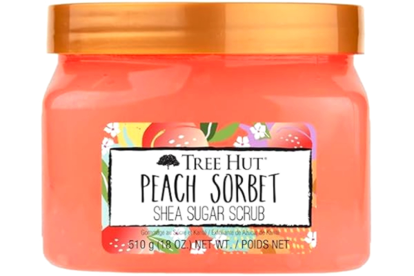 Tree Hut  Peach Sorbet Shea Sugar Scrub, 18 oz, Ultra Hydrating och Exfoliating Scrub för Nourishing Essential Body Care