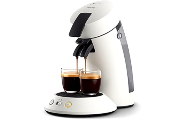 Philips  Senseo Original Plus CSA210/10 Kaffepadmaskin (val av kaffestyrka, Coffee Boost-teknik, tillverkad av återvunnen plast), vit