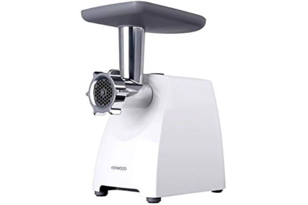 Kenwood Limited Kenwood Köttkvarn MG360, 3 Perforerade Skivor i Rostfritt Stål, 2 Tillbehör för Korvstoppning, 1 Kebbetillbehör, Hamburgarpress Ingår, 1400 W, Vit