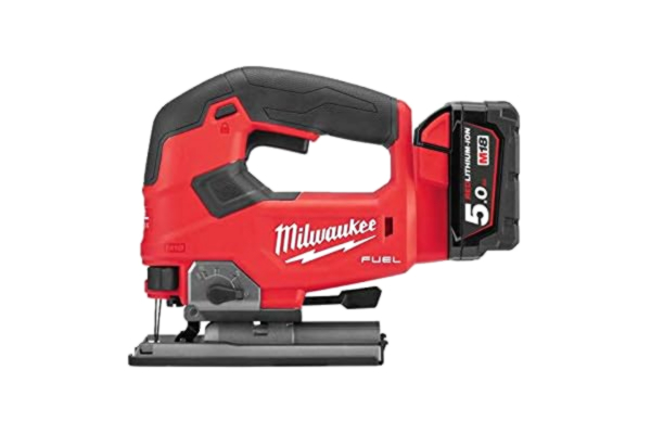 Milwaukee  4933464727 M18FJS-502X Jigsaw 18 Volt 5.0 Ah Technology Fuel Case HeavyDuty, Red/Black