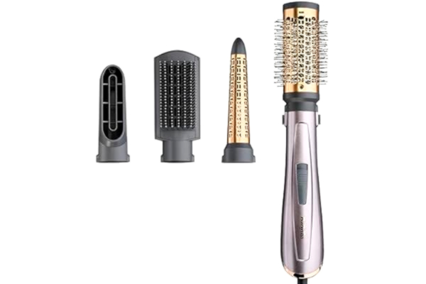 BaByliss  Air Style 1000 - Allt-i-ett-Varmluftsborste, Styler och locktång, Avancerad Jonisk Anti-Frizz Teknik, 4 Tillbehör, Koppar/Grå, AS136E