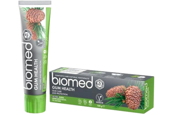 Biomed BIOMED - Gum Health Tandkräm 100 g, lugnande naturlig vård och skydd, fri från fluor, SLS, PEG, sackarin och gluten, vegan, stärka och återställa tandemalj, rosmarin och cederolja