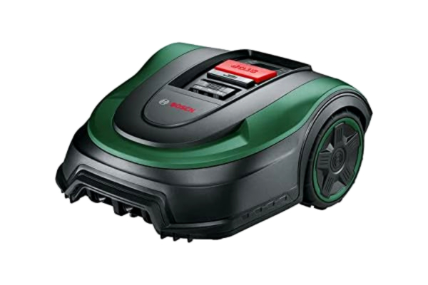 Bosch  Home and Garden 06008B0202 Bosch gräsklippare Robot Indego S (utbytbart 18 V batteri, laddningsstation ingår, skärbredd 19 cm, för gräsmattor upp till 500 m², i låda)
