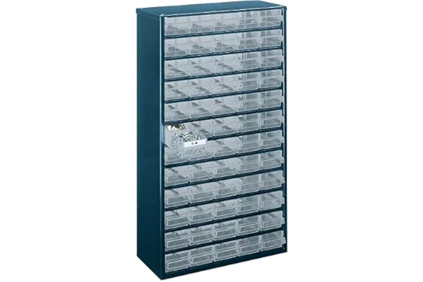 RAACO raaco 137386 "1260-00" Cabinet with 60 Drawers, Blue/Transparent