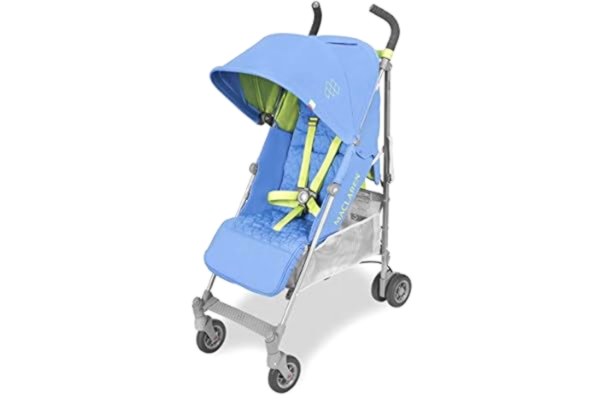 Maclaren  Quest lightweight compact umbrella stroller. Newborn up to 25 kg, UPF 50+ extendable waterproof hood, reclining seat, all wheels suspension. Includes raincover. Marina/Limeade
