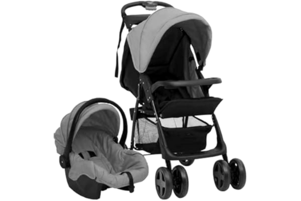 vidaXL  Barnvagn 3-i-1 ljusgrå och svart stål, barnvagnar, vagn, bilsits, sittvagnar, vagnar, bilsitsar, bilbarnstol, bilbarnstolar