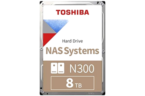 Toshiba  8TB N300 Internal Hard Drive – NAS 3.5 Inch SATA HDD Supports Up to 8 Drive Bays Designed for 24/7 NAS Systems, New Generation (HDWG480UZSVA)