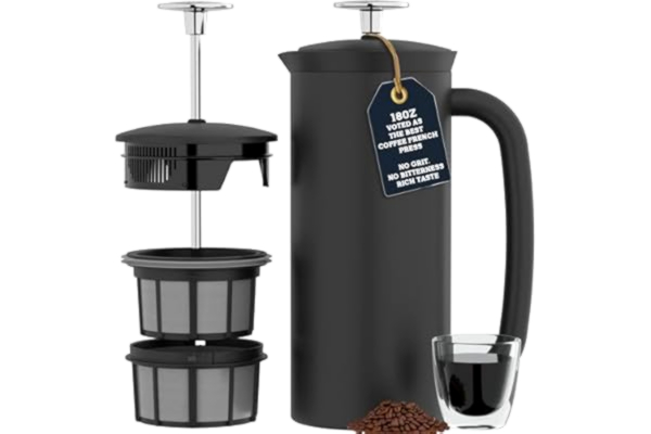 Espro ESPRO 1018C2-17BK P7 vakuumisolerad kaffepress med dubbla väggar, rostfritt stål, matt svart