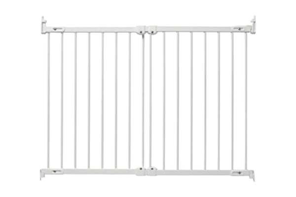 BabyDan  FlexiFit, täcker öppningar mellan 67-105,5 cm/26,4-41,5 tum, utdragbar och flexibel trappgrind/babygrind/säkerhetsgrind, metall, vit, tillverkad i Danmark – (husdjursgrind/hundgrind)