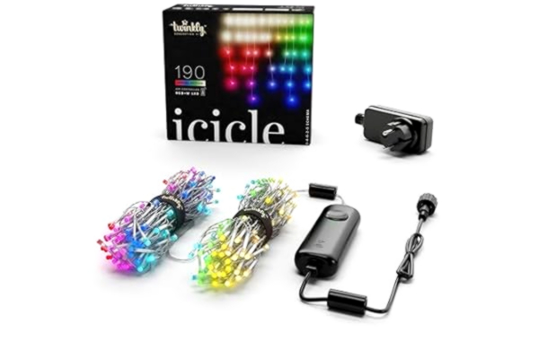 Twinkly  TWI190SPP-TEU 5mm Matt och Klar RGB ljusslinga Istapp, Transparent Tråd, 190 LED, WiFi, Gen II, IP44, 5m Längd