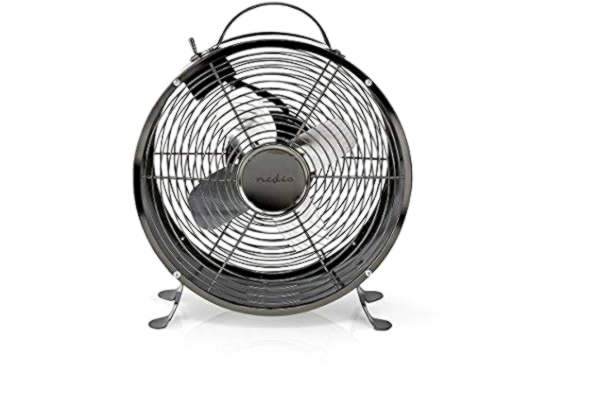 Nedis NEDIS Retro Desk Fan 9-inch cm, 2-Speed Vintage Air Cooler 25 cm with Carrying Handle, Gunmetal