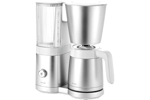 Zwilling ZWILLING ENFINIGY kaffebryggare med 1,25 l termokanna, kaffebryggare med panna, blooming- och smart avkalkningsfunktion, rostfritt stål, silver