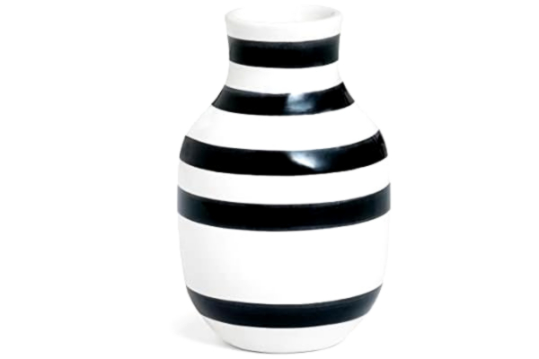 Kähler  Vase H12.5 cm Omaggio Originaldesign med handmålade ränder, svart
