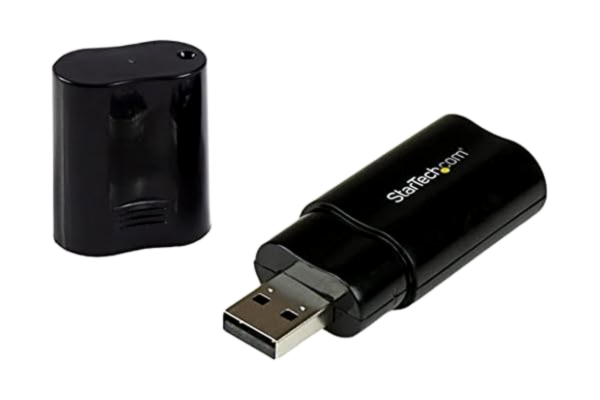 StarTech .com USB-ljudadapter – USB till ljudkort i svart – ljudkort med USB (kontakt) och 2 x 3,5 mm uttag