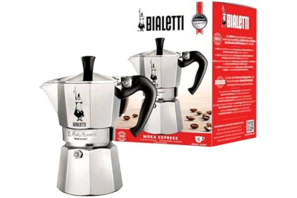 Bialetti  – Moka Express: Klassisk Espressobryggare För Spishäll, Kokar Riktigt Italienskt Kaffe, Kaffebryggare Moka 6 Koppar (270 Ml), Aluminium, Silver