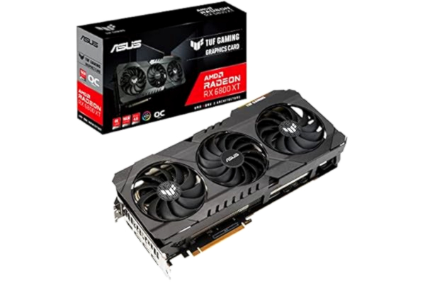 Asus ASUS TUF GAMING AMD Radeon RX 6800 XT OC Edition – Carte graphique gaming (16GB GDDR6, AMD RDNA 2, PCIe 4.0, HDMI 2.1, DisplayPort 1.4a, Ventilateurs à double roulement à billes)