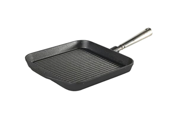 Skeppshult  gjutjärn grillpanna kantig rostfritt stål 25 x 25 cm, passar alla spisar (även induktion)