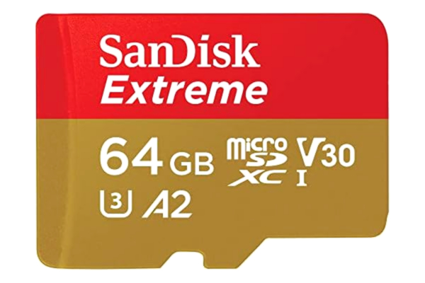SanDisk  Extreme microSDXC UHS-I-minneskort 64 GB för actionkameror och drönare+adapter + RescuePRO Deluxe (upp till 170 MB/s, A2, klass 10, U3, V30)