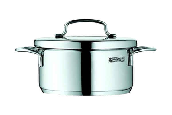 WMF  Cookware Ø 12 cm Approx. 0,7L Mini Stackable Pouring Rim Metal Lid Cromargan® Stainless Steel Brushed Suitable for All Stove Tops Including Induction Dishwasher-Safe