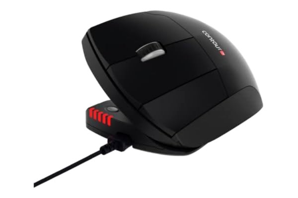 Contour Design Contour Unimouse - Prisbelönt Ergonomisk mus med tumstöd / Trådbunden mus / Vertikal mus för vänsterhänta / 35 till 70 graders vinkel / 6 knappar + scroll-hjul / för Windows och Mac