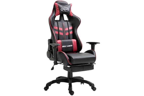 vidaXL  Gamestoel met voetensteun kunstleer wijnrood