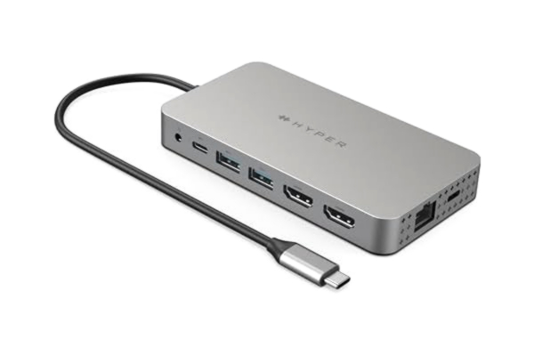 Hyper  Drive Dual HDMI 10-i-1 Travel Dock för MacBook