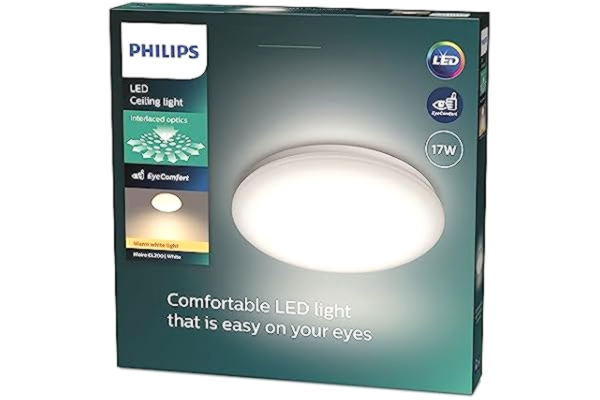 Philips  CL200, Vit takplafond med stilren design, LED, 17W, 2700K, Eyecomfort: Behagligare ljus för ögonen