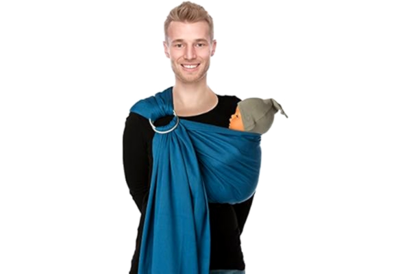 Babylonia  Baby Carrier 100% Organic with Padded Shoulder - BB Sling Model - One Size - Blue