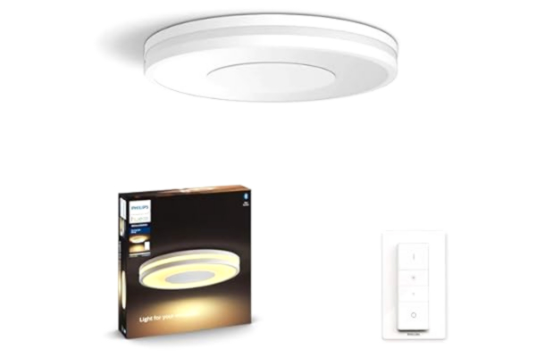 Philips  Hue Being Vit, smart LED-takplafond, modern takbelysning för kök, vardagsrum & sovrum, kallt till varmt justerbart vitt ljus, Bluetooth/Zigbee, röststyrning via Alexa, Google & Siri