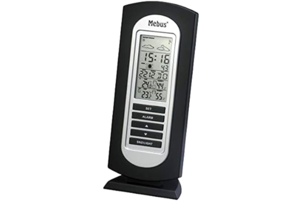 Mebus  40222 Weather Station - Weather Station (Monochrome, Black, 8 cm, 6.5 cm, 18.8 cm)
