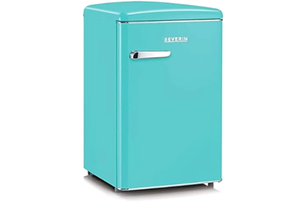 Severin SEVERIN Retro bordskylskåp, inkl. utrymmesbesparande kylalternativ, 2 x höjdjusterbara hyllytor, integrerat frys, extremt tyst – 37 dB, 108 L nettoinnehåll, turkos, RKS 8834