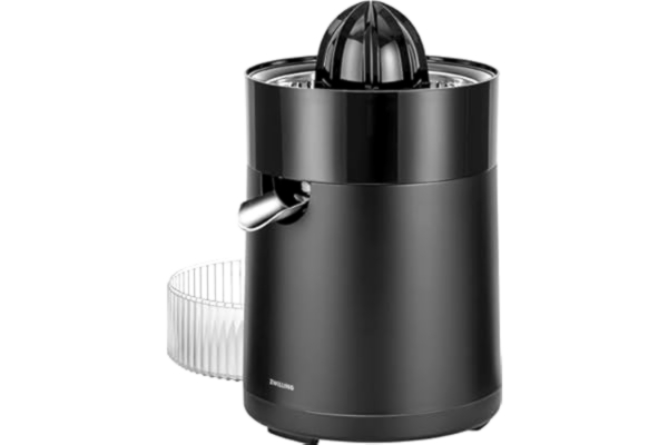Zwilling ZWILLING ENFINIGY Elektrisk juicepress med hög avkastning, 2 presskoner, justerbar fruktköttssalk, 85 W, svart