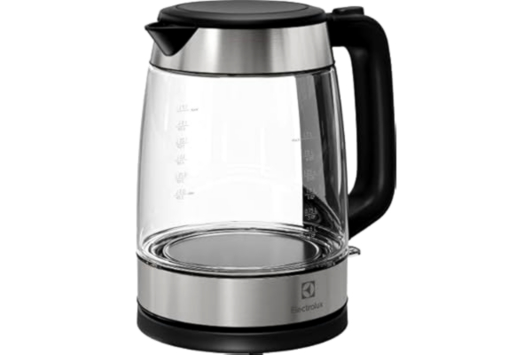 Electrolux  Vattenkokare Create 4 E4GK1-4GB, Snygg design av glas och rostfritt stål, Snabb uppvärmning, 360° Roterbar bas, Sladdlös kanna, Filtret mot kalkavlagringar, 2200 W, 1.7 liter, Granitsvart