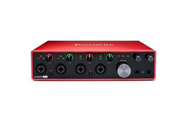 Focusrite  Scarlett 18i8 3:e generationens USB-ljudgränssnitt för inspelning, producerande och teknik, hi-fi, inspelning i studiokvalitet med transparent uppspelning