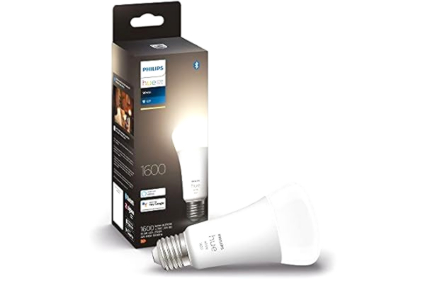 Philips  Hue White E27 15.5W smart LEDlampa (1pack), dimbar varmvit 2700k, stark 1600lm, smart hem belysning för sovrum, vardagsrum & kök, röststyrning via Alexa, Google & Siri, Bluetooth/Zigbee