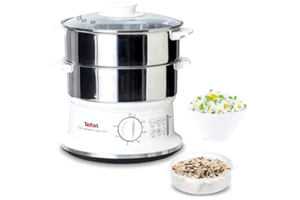 SEB Tefal VC1451 Stoomkoker, 2 roestvrijstalen containers, 6 l inhoud, 24 cm diameter, timer en automatische uitschakeling, 900 W