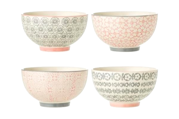 Bloomingville  Skålar Cécile, rosa grå, keramik, set om 4