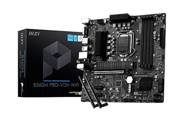 MSI msi B560M PRO-VDH WIFI moederbord Micro-ATX, ondersteunt Intel Core processoren van de 11e generatie, LGA 1200, 4 x DIMMs (5066MHz/OC), 1 x PCIe 4.0 x16, 2 x M.2 Gen4/3, 2.5G LAN, Wi-Fi 6,M-ATX