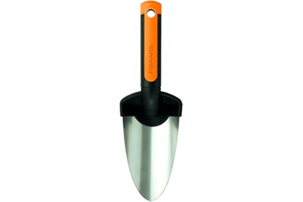 Fiskars  planteringsspade, längd: 28 cm, spade i rostfritt stål, svart/orange, premium, 1000726