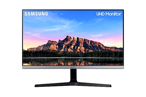 Samsung  UHD-monitor U28R552UQR, 28 inch, IPS-paneel, 4K UHD-resolutie, AMD FreeSync, responstijd 4 ms, verversingssnelheid 60 Hz, donkerblauw/grijs