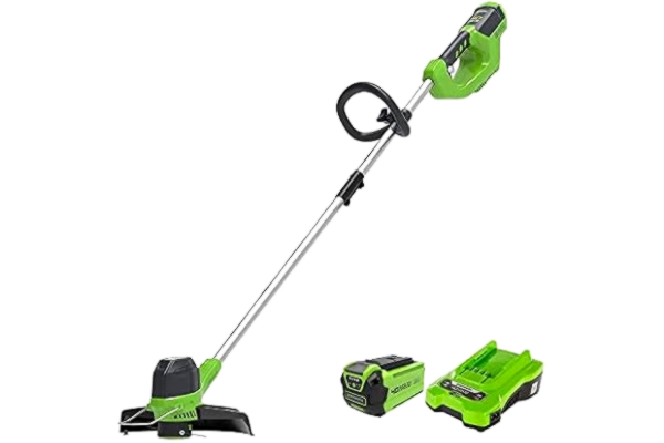 Greenworks  cordless string trimmer G40LT (Li-Ion 40V 30cm cutting width 7500 rpm variable speed control automatic thread feed aluminium guide rail flowerguard with 2Ah battery & charger)