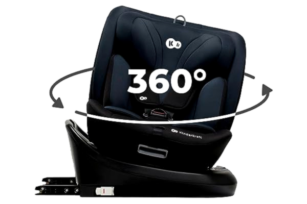 KinderKraft Kinderkraft I-Grow bilbarnstol, I-storlek 40-150 cm, 360 graders rotation, isofix, basstation, RWF och FWF, speciella säkerhetssystem, lätt att rengöra, från födelsgrupp 0/1/2/3 0-36 kg, Grafit-svart